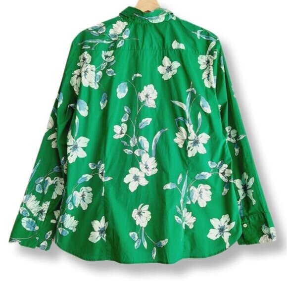 BRAX Feel Good Large Floral Button Down Shirt Green Sz XL | Eur 46 - Picture 2 of 11